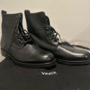 Vince Italian Leather Lace-Up Boots / Black - Made in Italy - Men’s Size 13